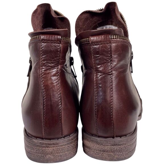 Miz Mooz Luna Ruched Ankle Boot Size 9.5 Brown Leather Side Zip EUC - Picture 4 of 12